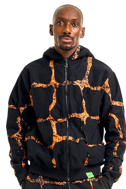 FIRE Orange and Black Cotton Hand Dyed Hoodie - Nigerian-made