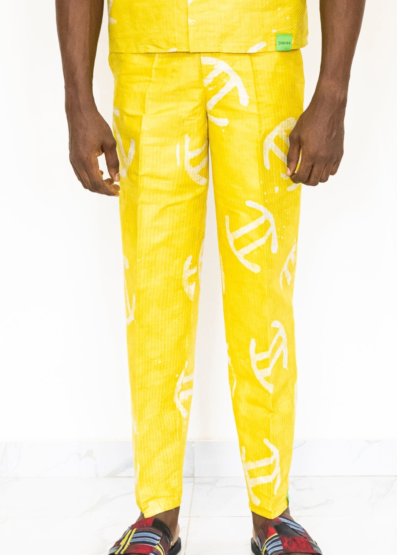 Batik Yellow Pants -Nigerian Handmade Unisex Casual Wear | SHAYOFiXE Collection
