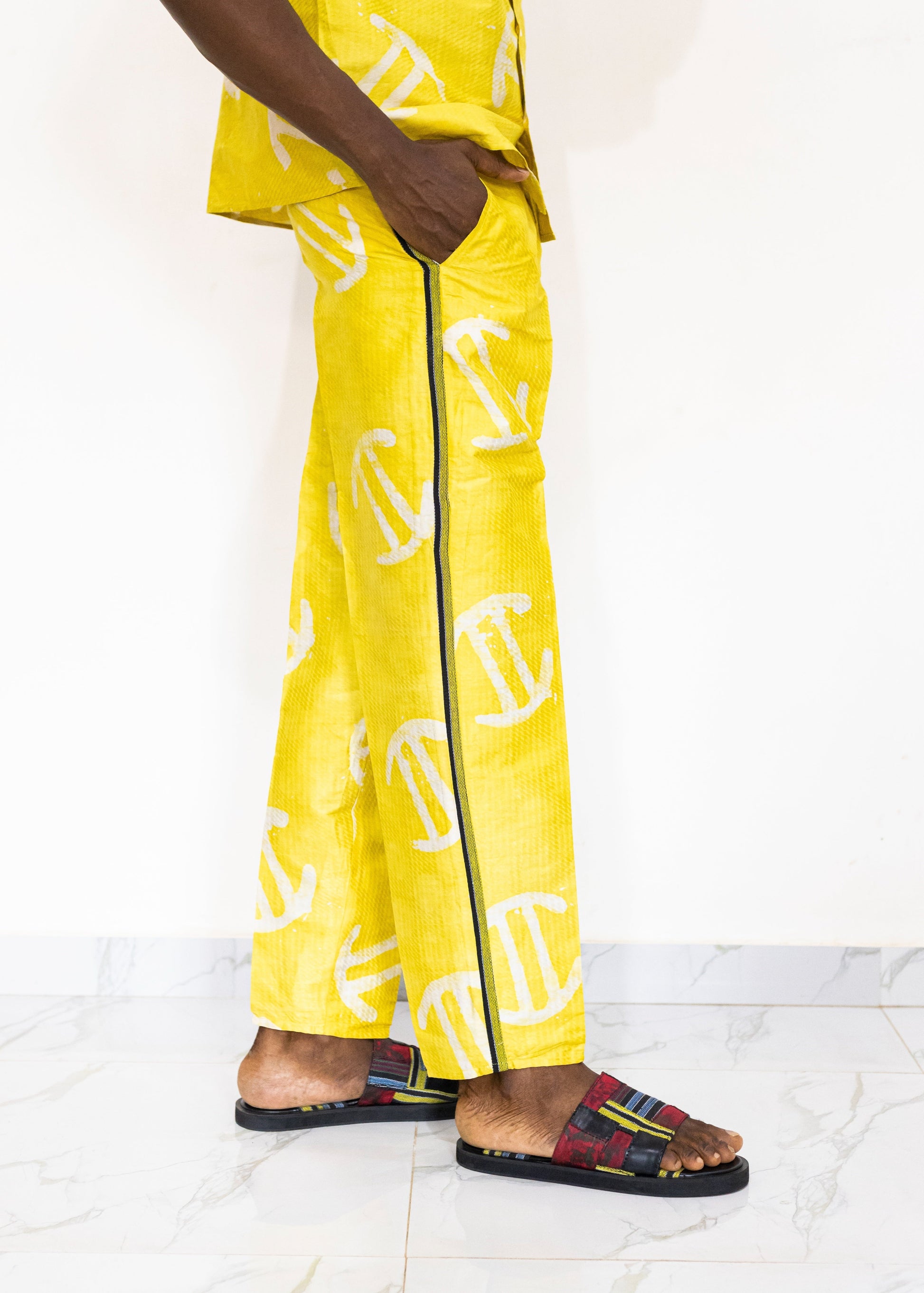 Batik Yellow Pants -Nigerian Handmade Unisex Casual Wear | SHAYOFiXE Collection