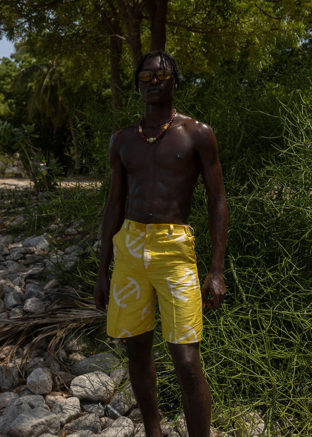 Batik Yellow Shorts -Nigerian Handmade Unisex Casual Wear | SHAYOFiXE Collection