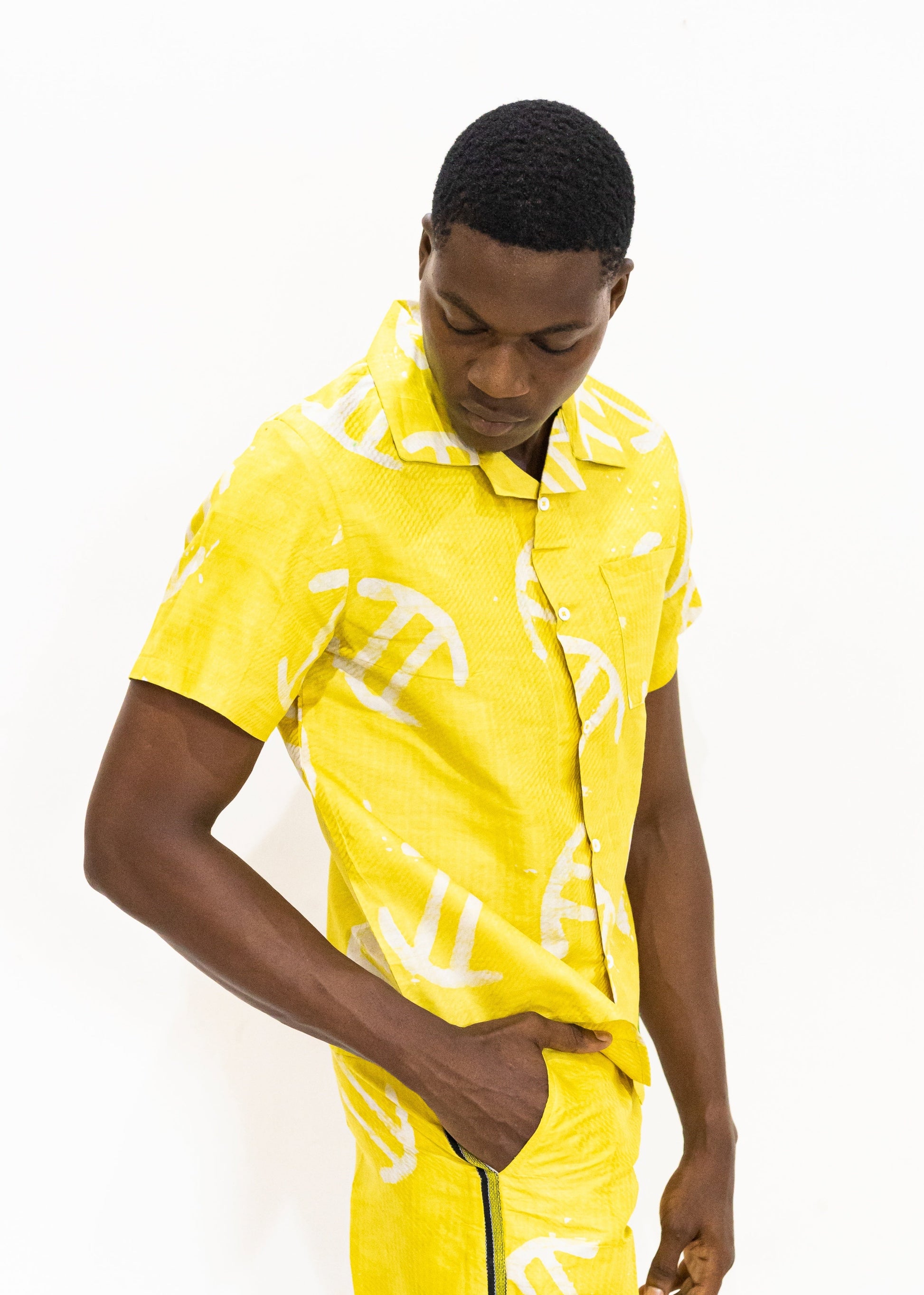 Batik Yellow Shirt -Nigerian Handmade Unisex Casual Wear | SHAYOFiXE Collection