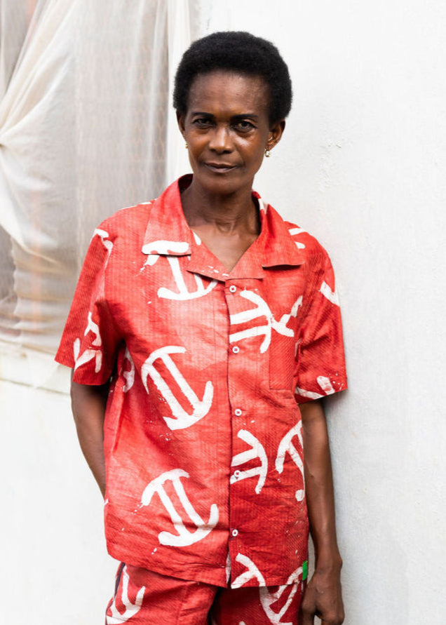 Batik Red Shirt -Nigerian Handmade Unisex Casual Wear | SHAYOFiXE Collection