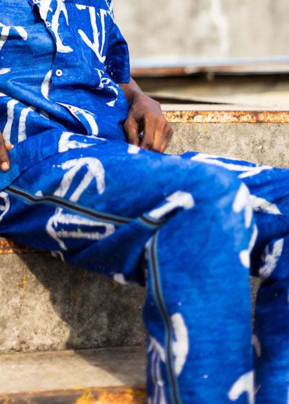 Batik Blue Pants -Nigerian Handmade Unisex Casual Wear | SHAYOFiXE Collection