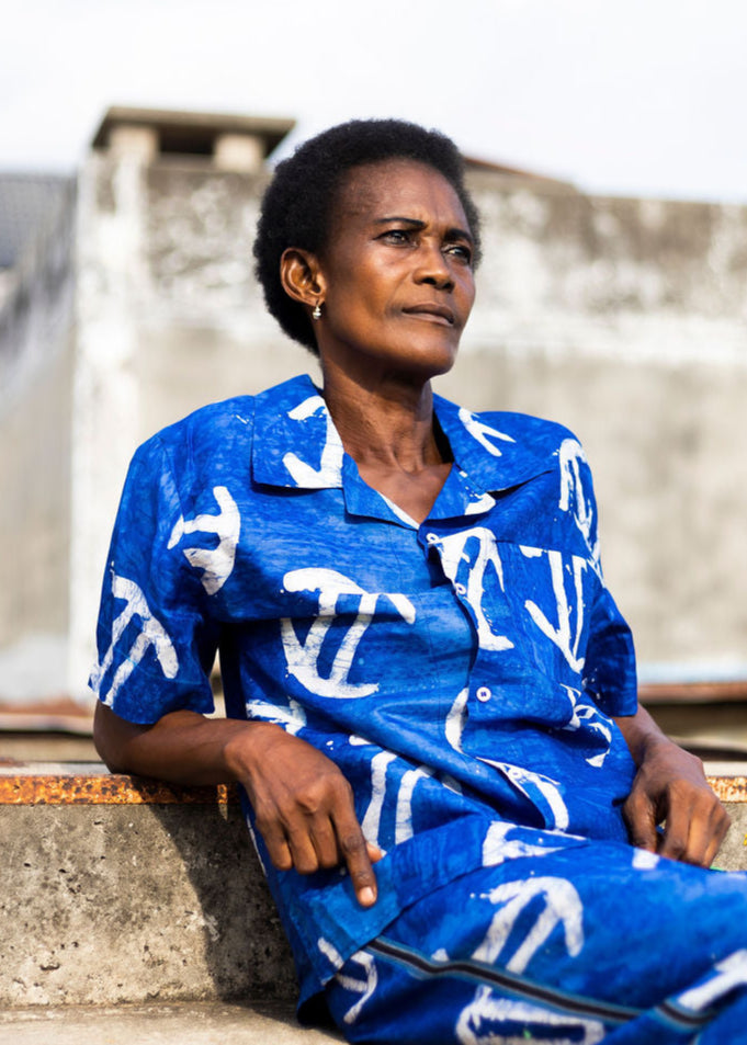 Batik Blue Shirt -Nigerian Handmade Unisex Casual Wear | SHAYOFiXE Collection