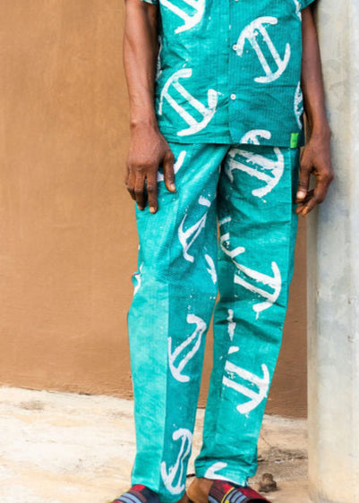 Batik Green Pants -Nigerian Handmade Unisex Casual Wear | SHAYOFiXE Collection
