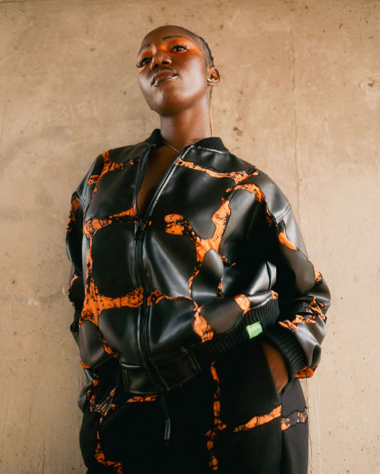 Burning Love Jacket | Leather and Adire