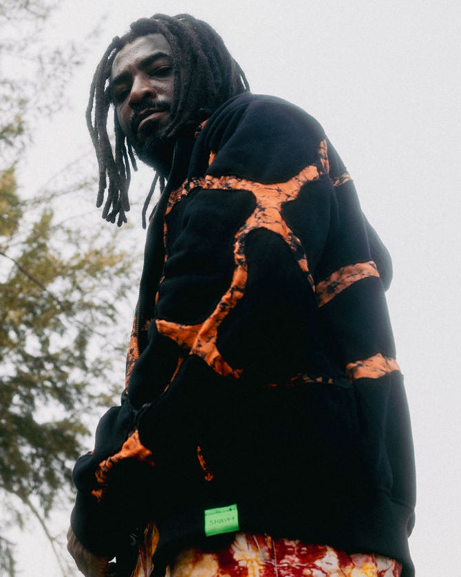 FIRE Orange and Black Cotton Hand Dyed Hoodie - Nigerian-made