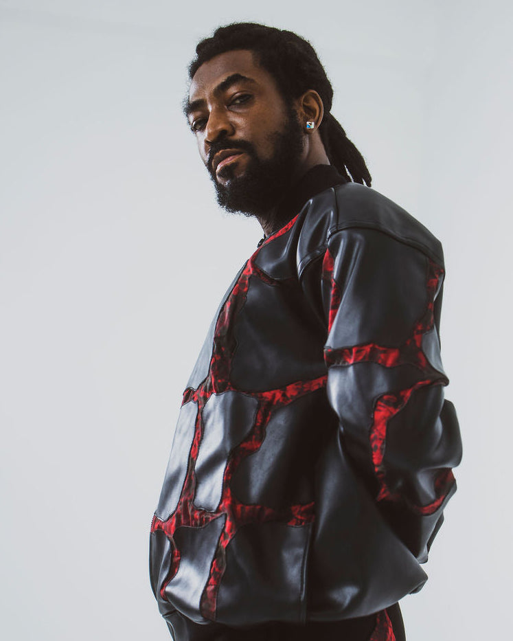 FIRE Unity Jacket | Leather and Adire