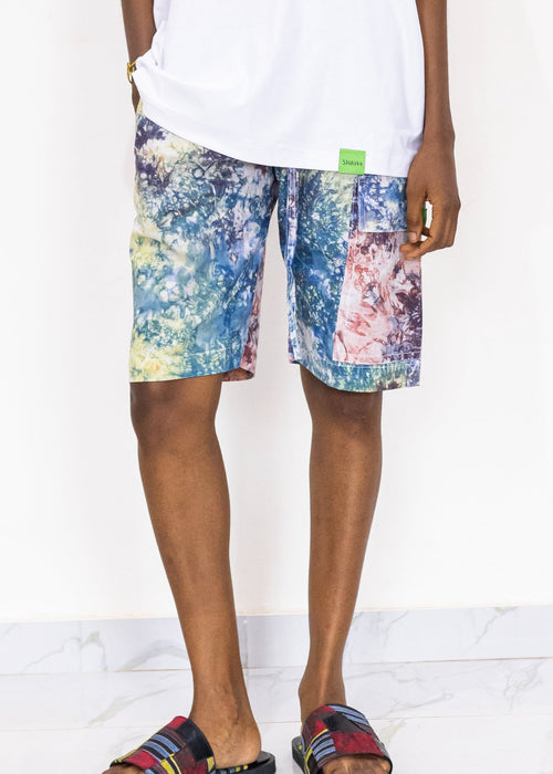 Adire Combat Shorts - Hand-dyed Adire style 100% Cotton