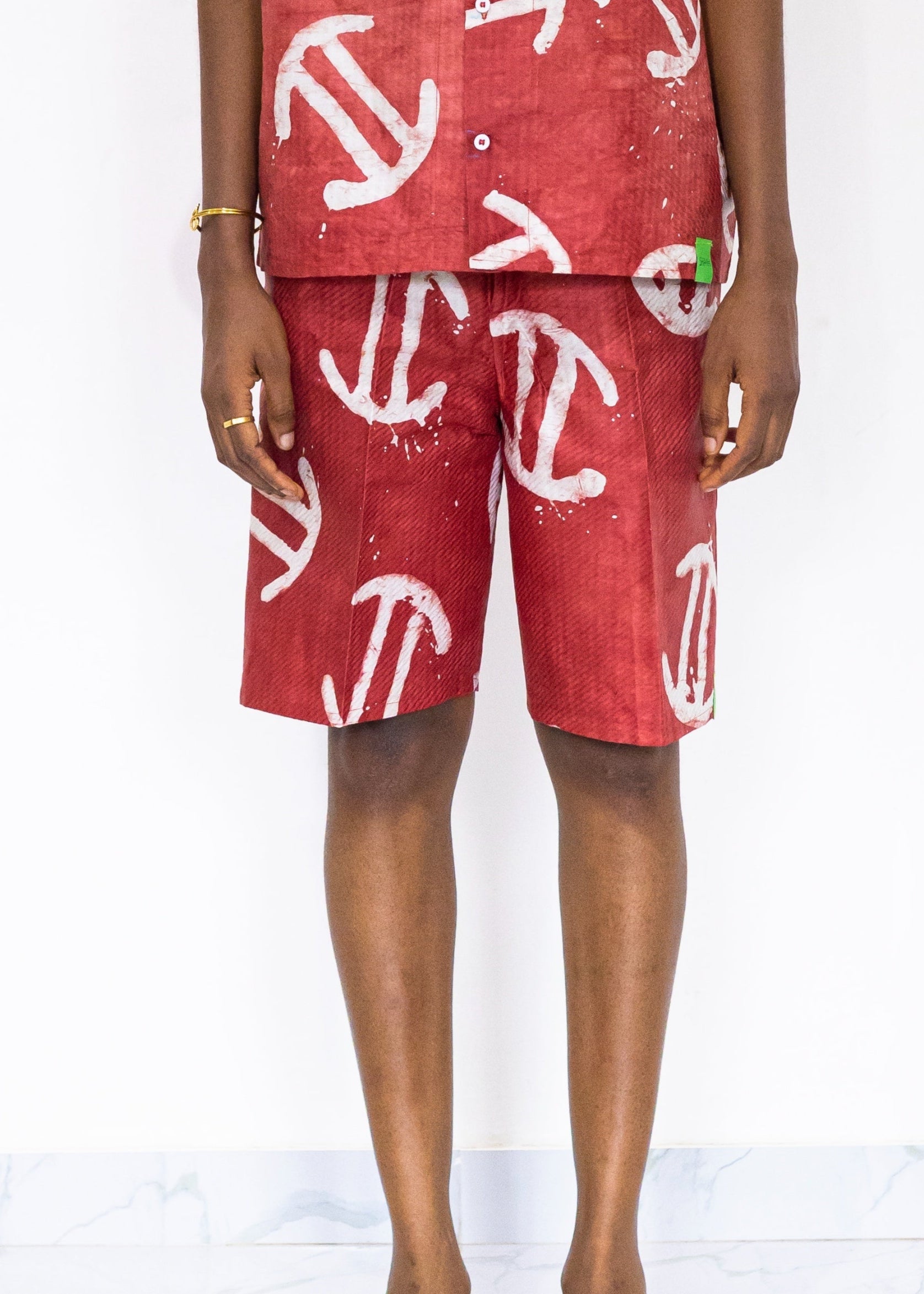 Batik Red Shorts -Nigerian Handmade Unisex Casual Wear | SHAYOFiXE Collection