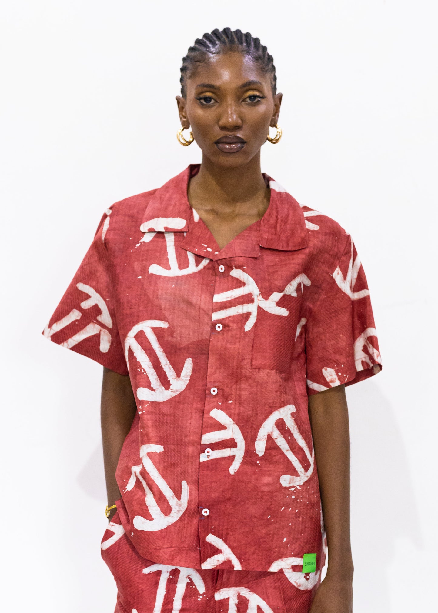 Batik Red Shirt -Nigerian Handmade Unisex Casual Wear | SHAYOFiXE Collection