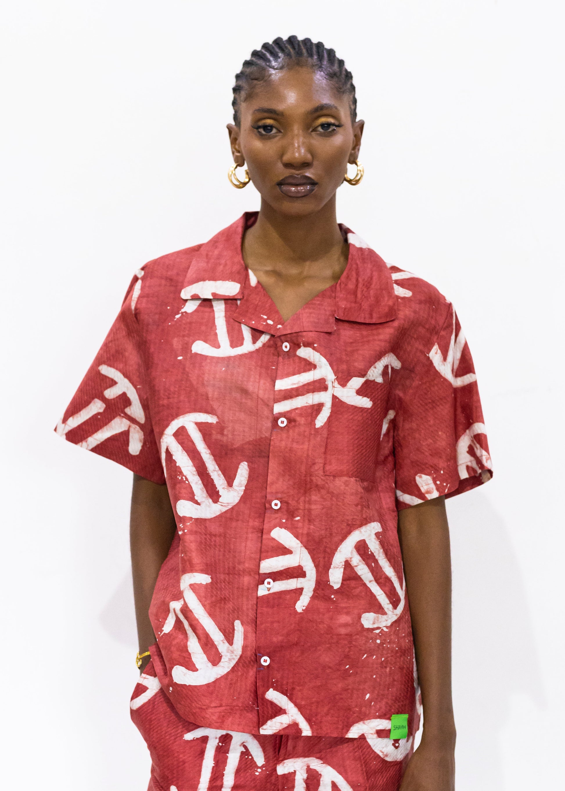 Batik Red Shirt -Nigerian Handmade Unisex Casual Wear | SHAYOFiXE Collection