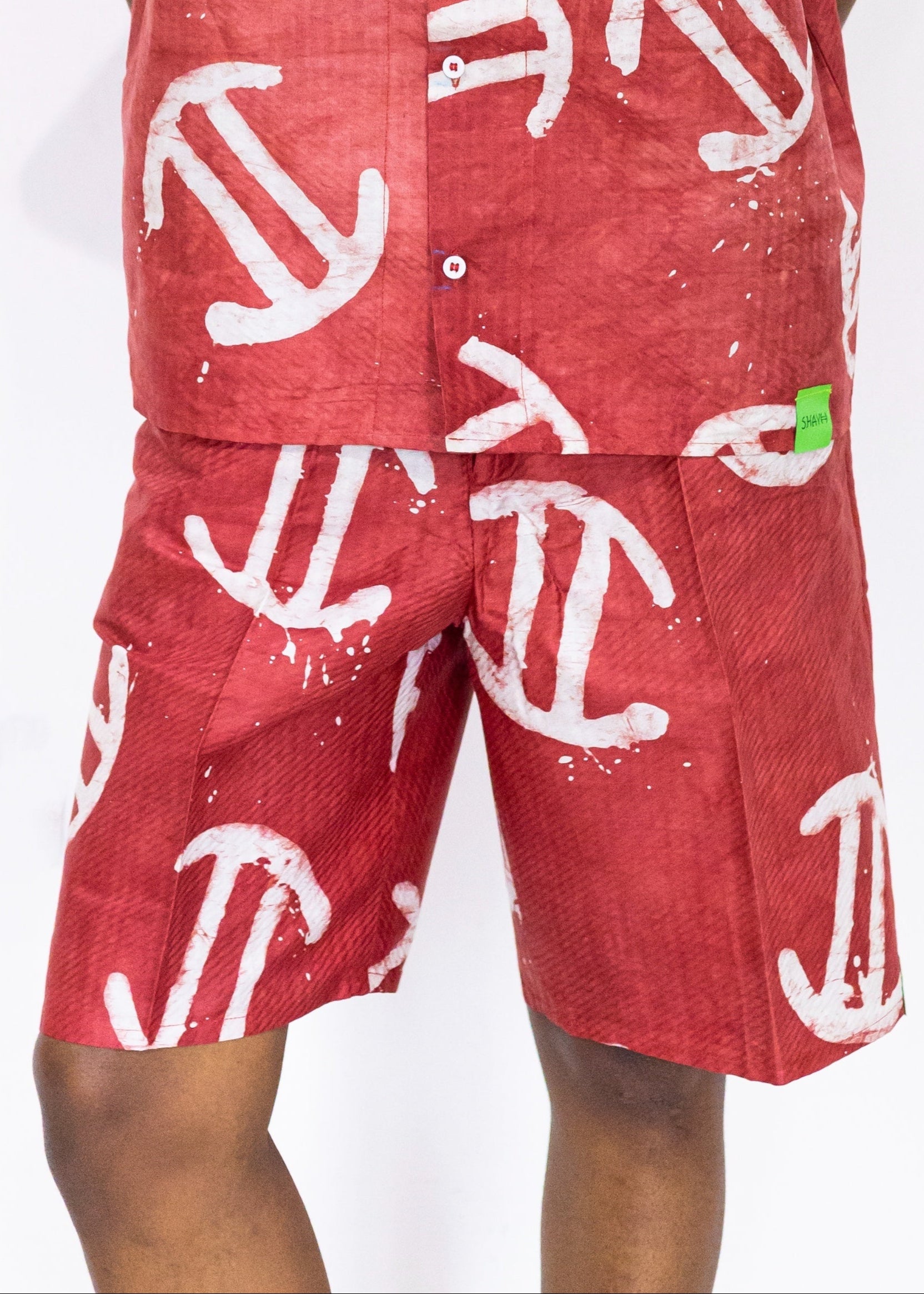 Batik Red Shorts -Nigerian Handmade Unisex Casual Wear | SHAYOFiXE Collection