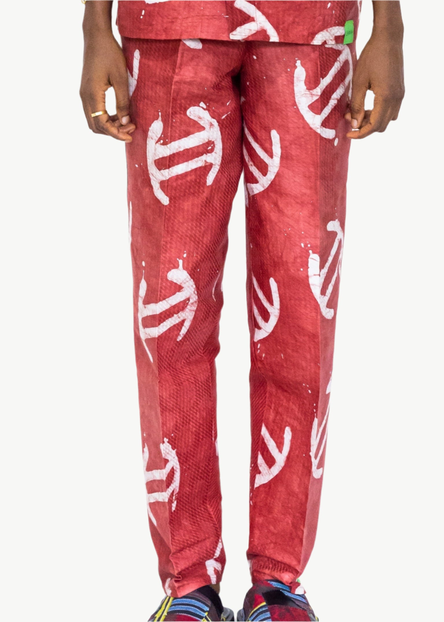 Batik Red Pants -Nigerian Handmade Unisex Casual Wear | SHAYOFiXE Collection