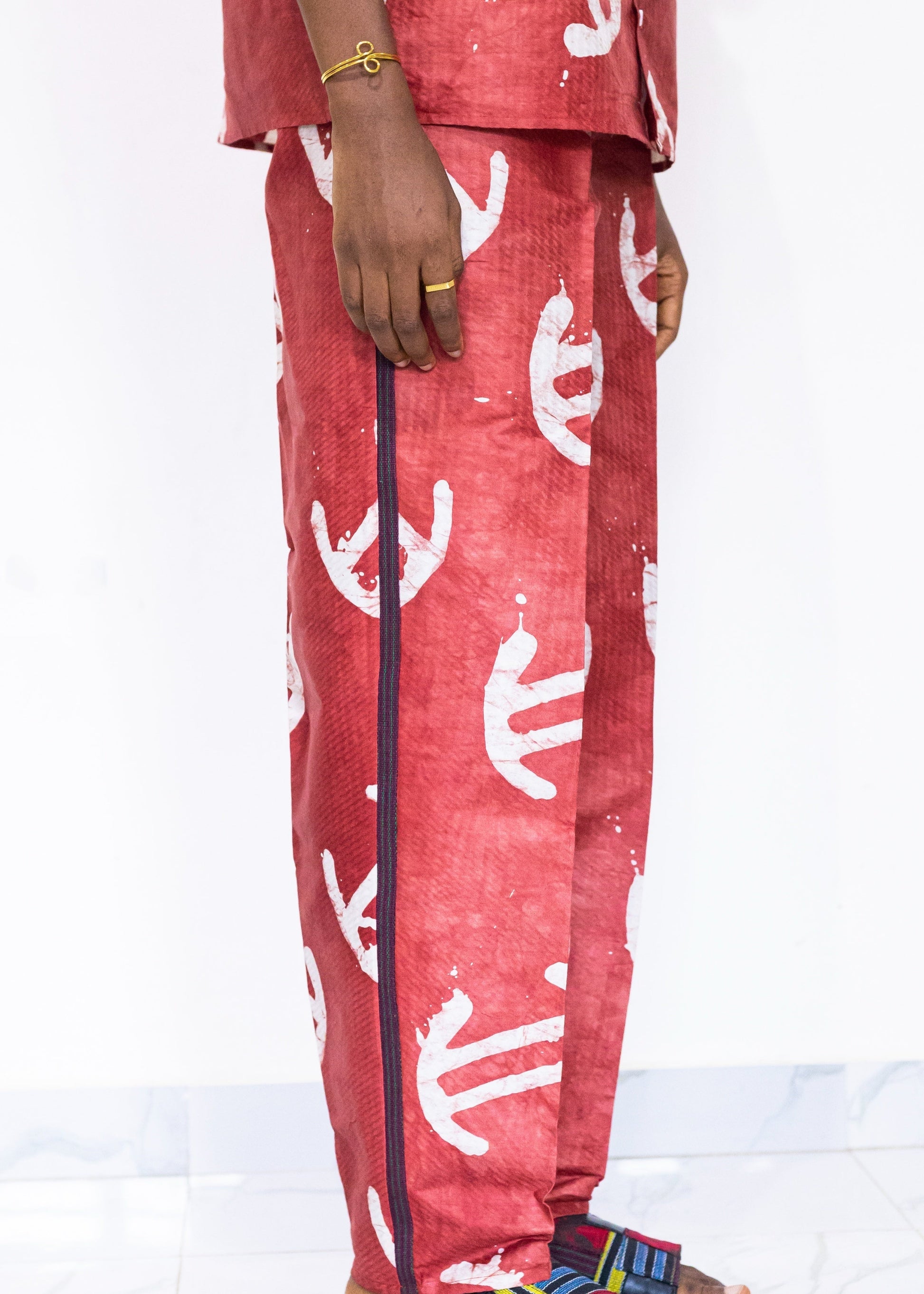 Batik Red Pants -Nigerian Handmade Unisex Casual Wear | SHAYOFiXE Collection