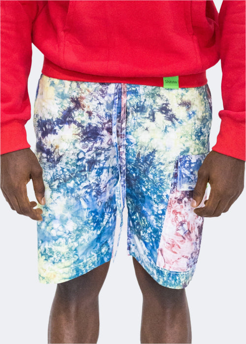 Adire Combat Shorts - Hand-dyed Adire style 100% Cotton