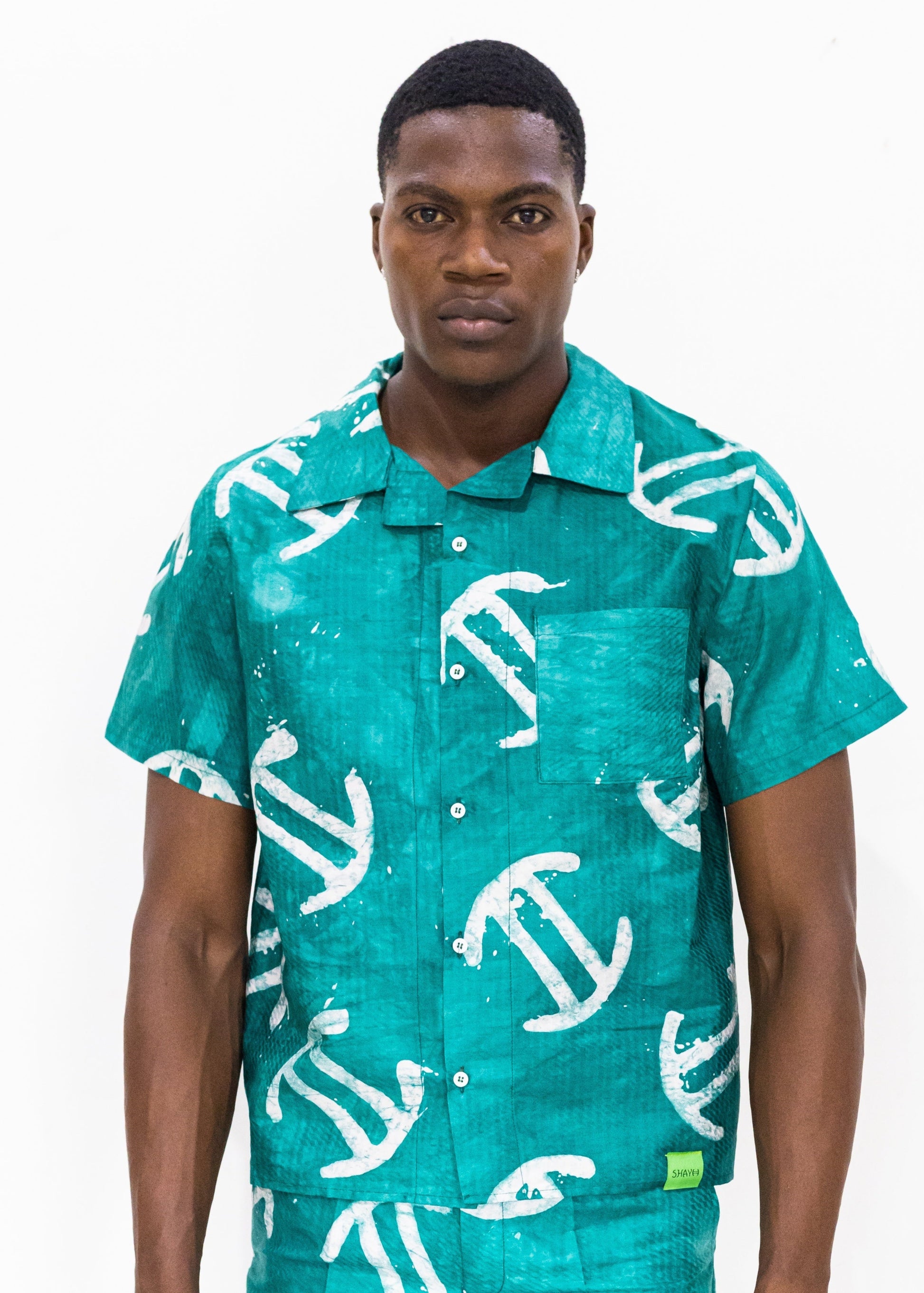 Batik Green Shirt -Nigerian Handmade Unisex Casual Wear | SHAYOFiXE Collection