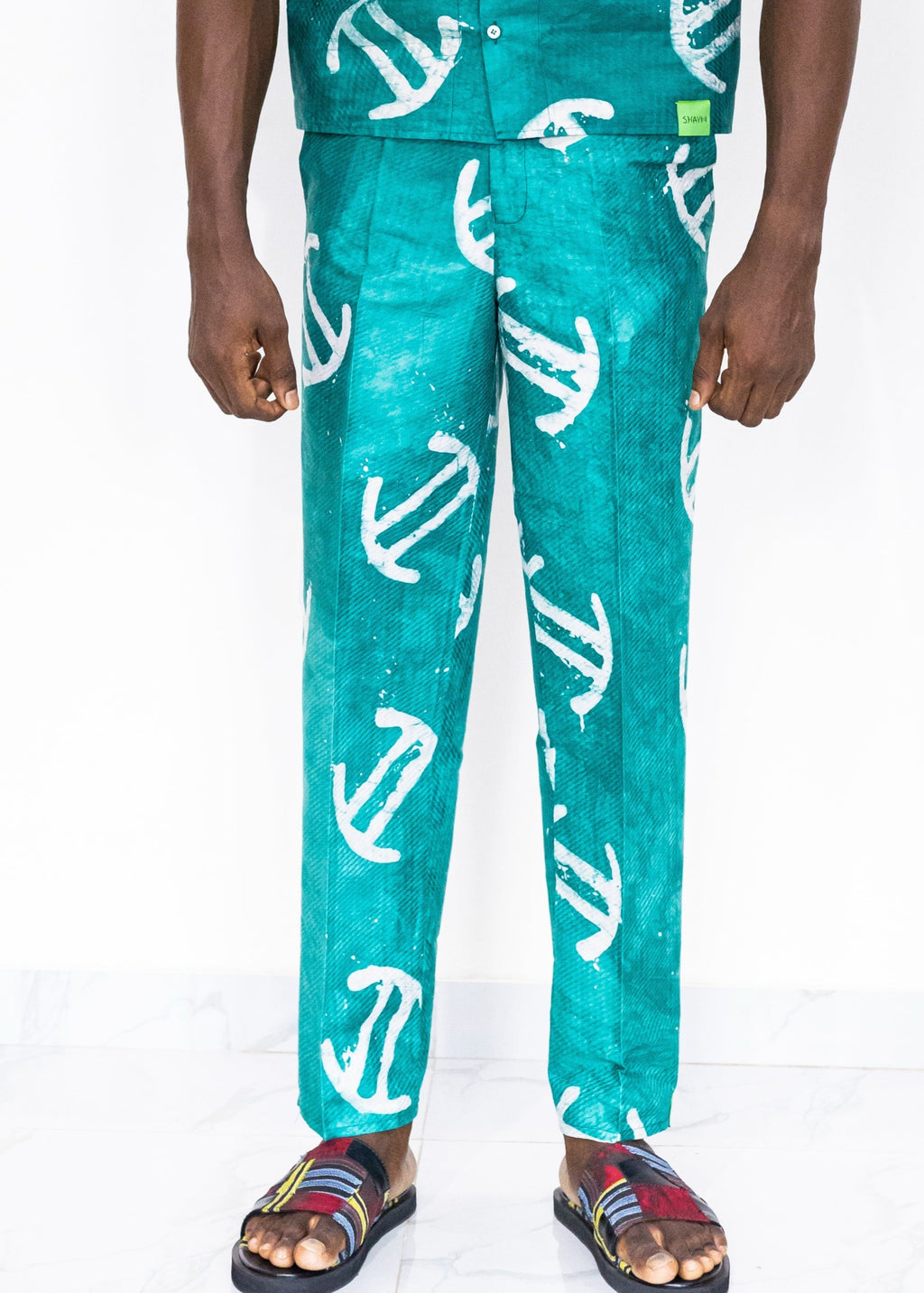 Batik Green Pants -Nigerian Handmade Unisex Casual Wear | SHAYOFiXE Collection