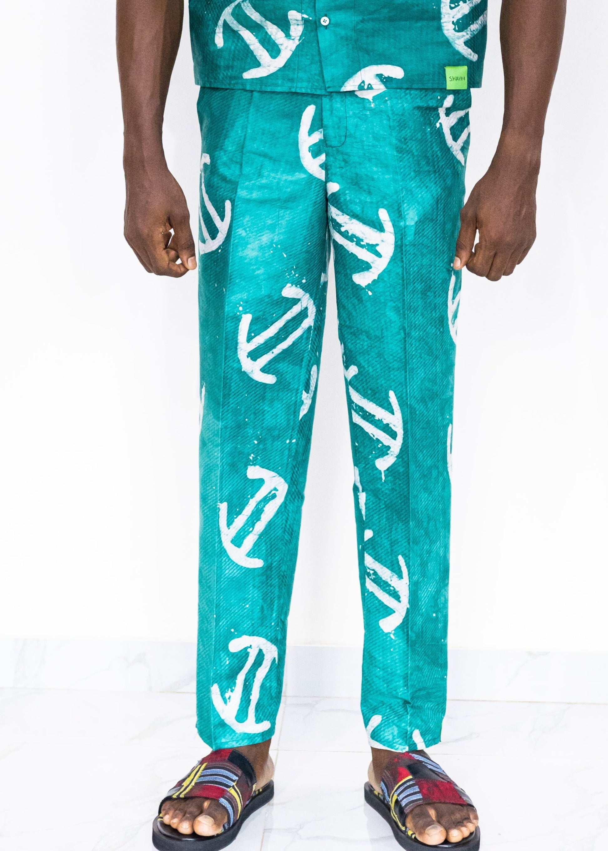 Batik Green Pants -Nigerian Handmade Unisex Casual Wear | SHAYOFiXE Collection