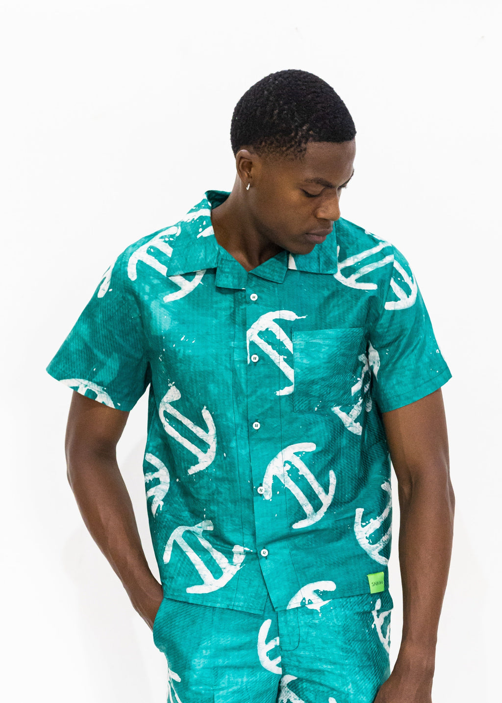 Batik Green Shirt -Nigerian Handmade Unisex Casual Wear | SHAYOFiXE Collection