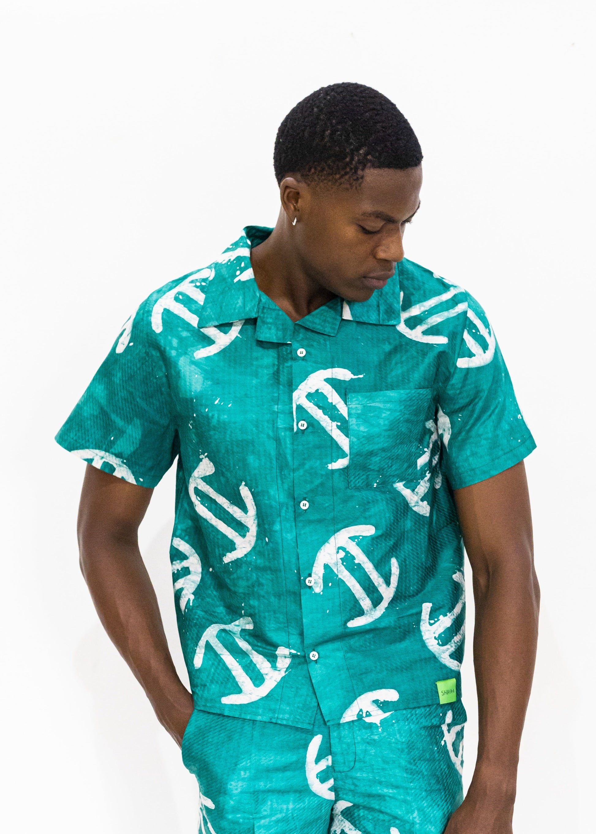 Batik Green Shirt -Nigerian Handmade Unisex Casual Wear | SHAYOFiXE Collection
