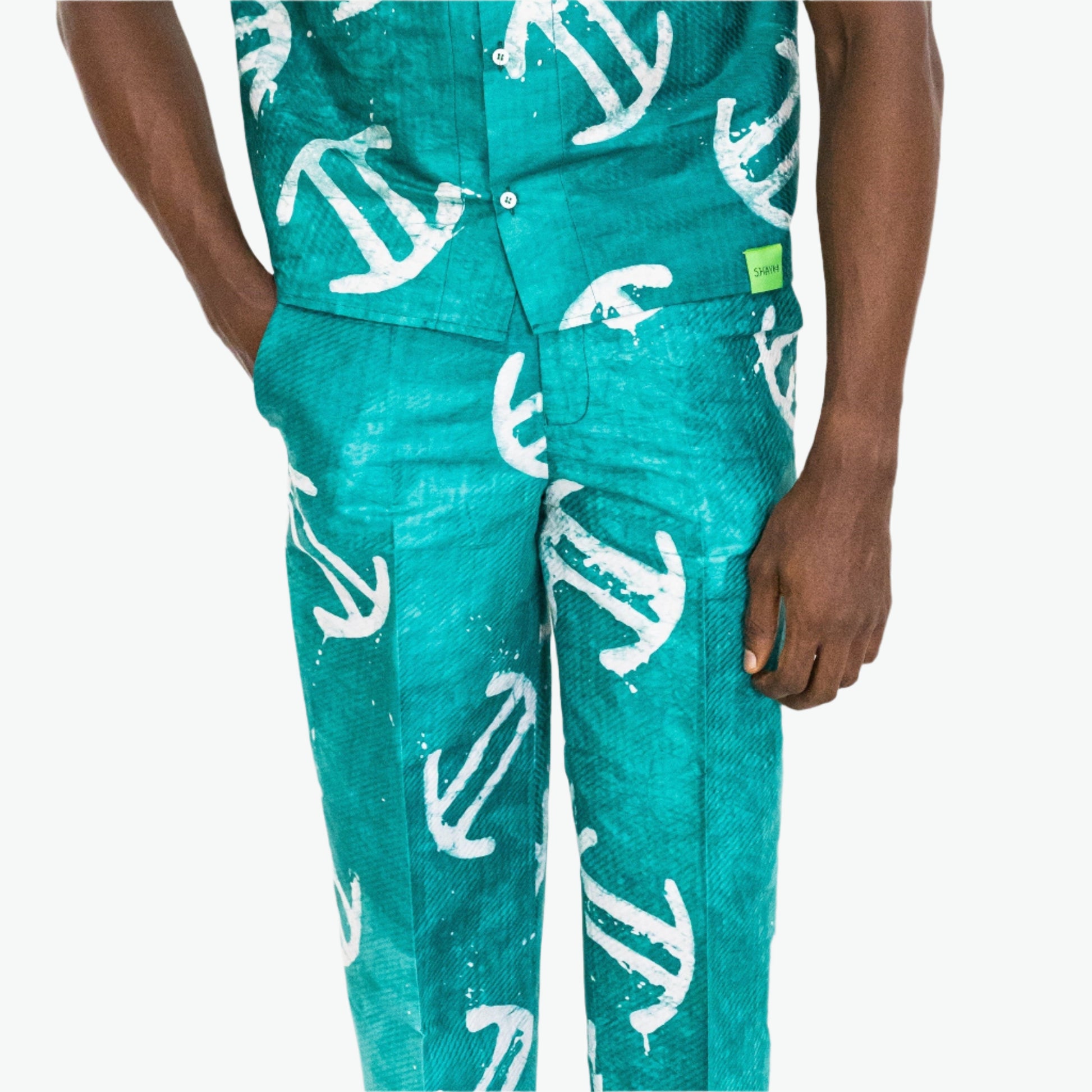 Batik Green Pants -Nigerian Handmade Unisex Casual Wear | SHAYOFiXE Collection