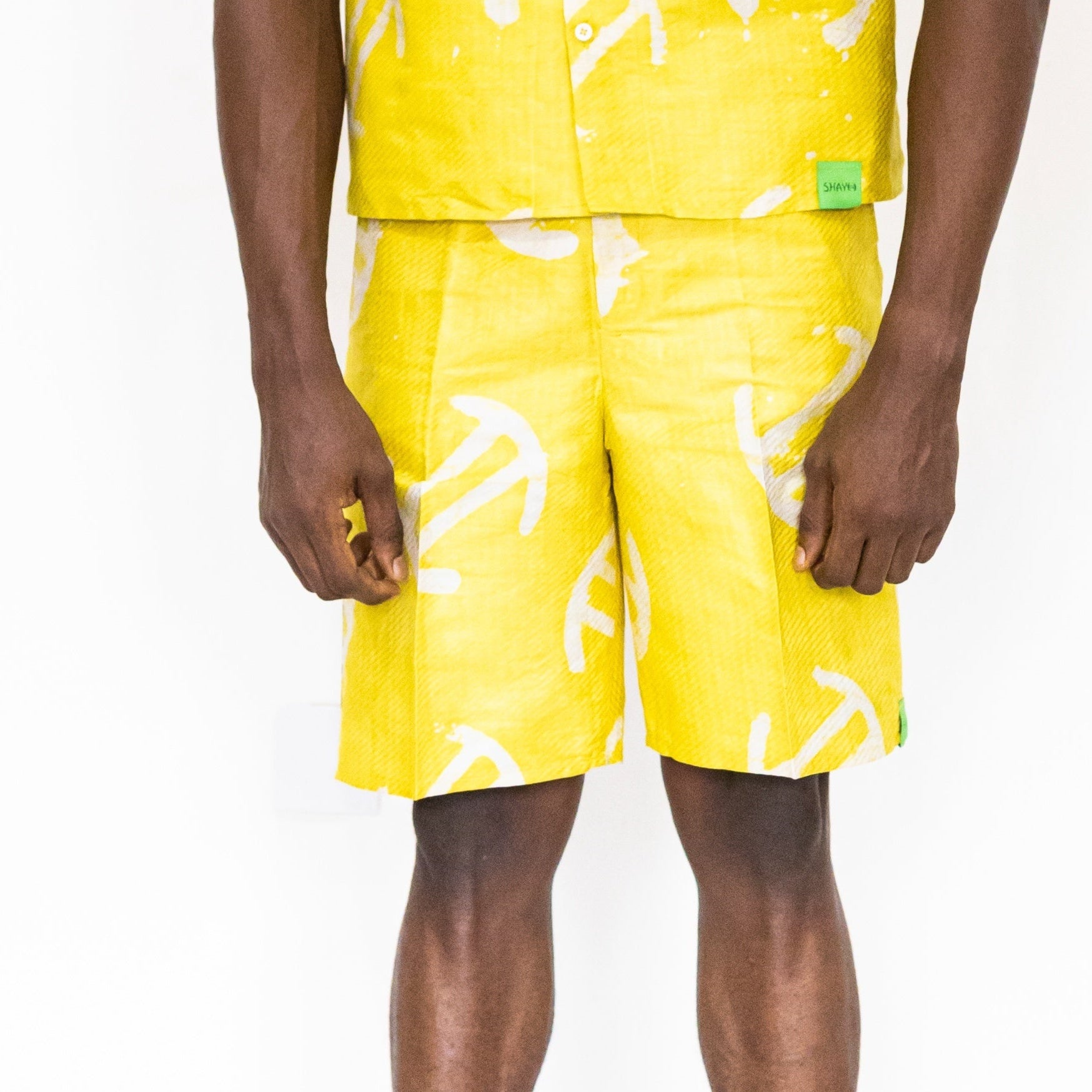Batik Yellow Shorts -Nigerian Handmade Unisex Casual Wear | SHAYOFiXE Collection
