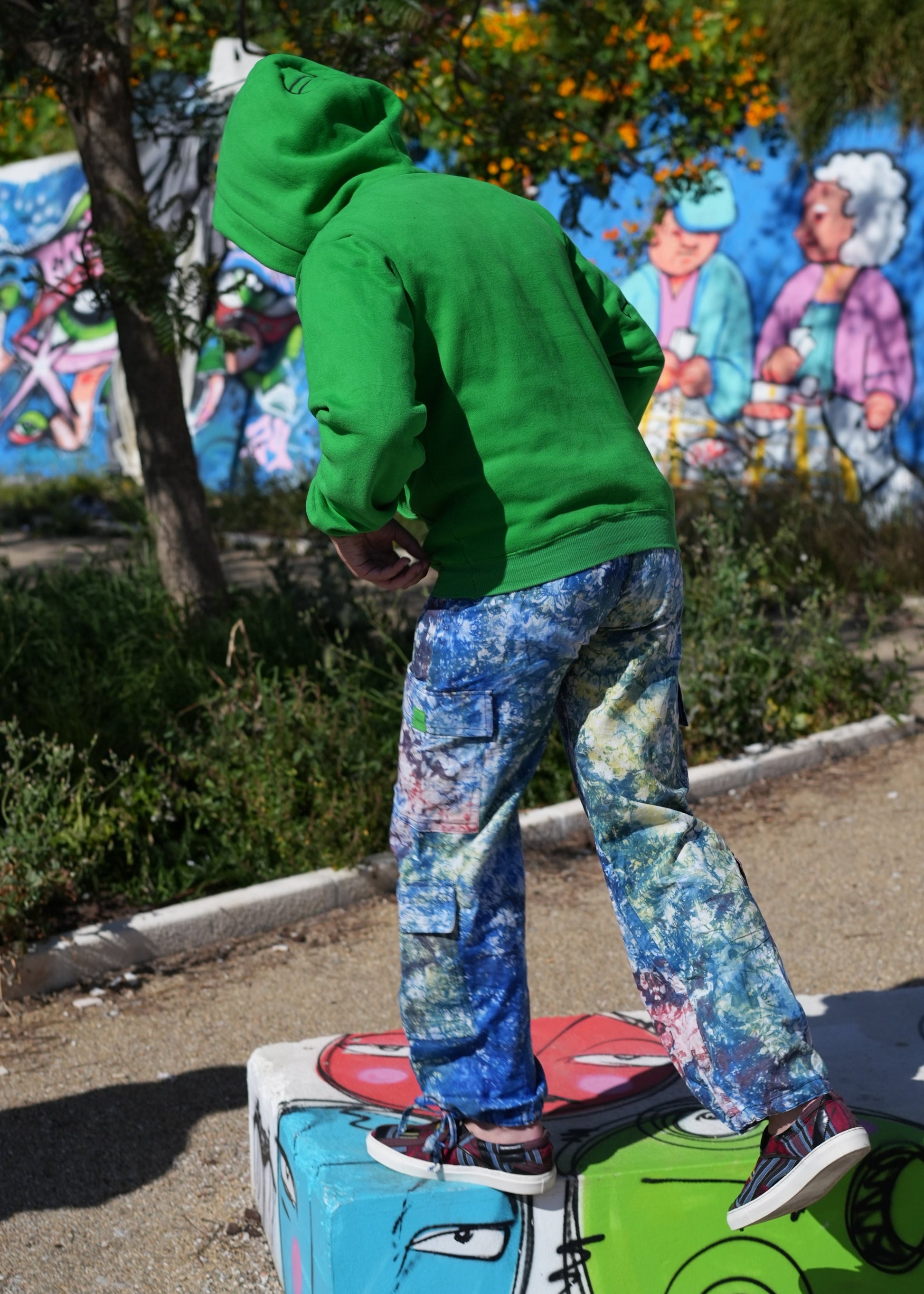 Adire Combat Pants - Hand-dyed Adire style 100% Cotton