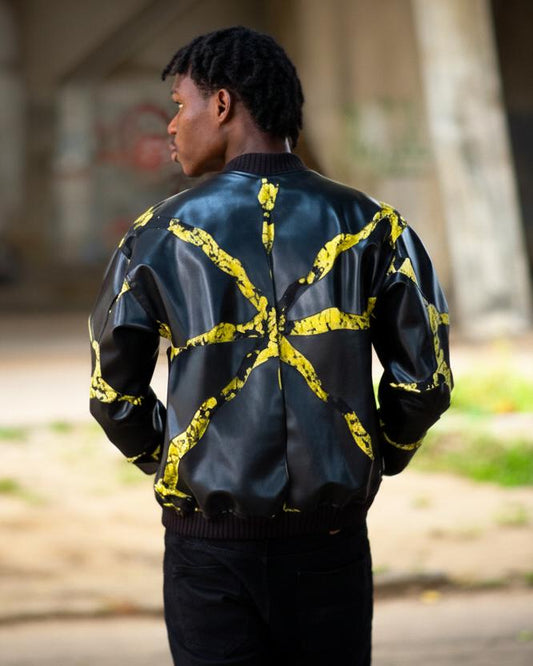 FIRE Community Jacket | Leather and Adire