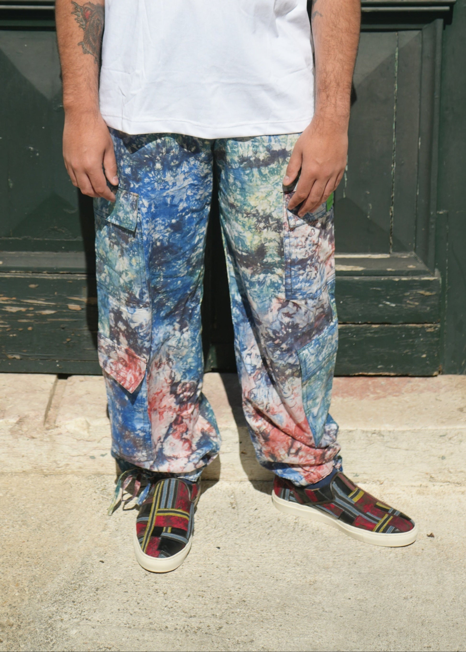 Adire Combat Pants - Hand-dyed Adire style 100% Cotton