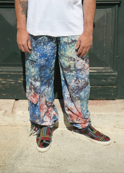 Adire Combat Pants - Hand-dyed Adire style 100% Cotton
