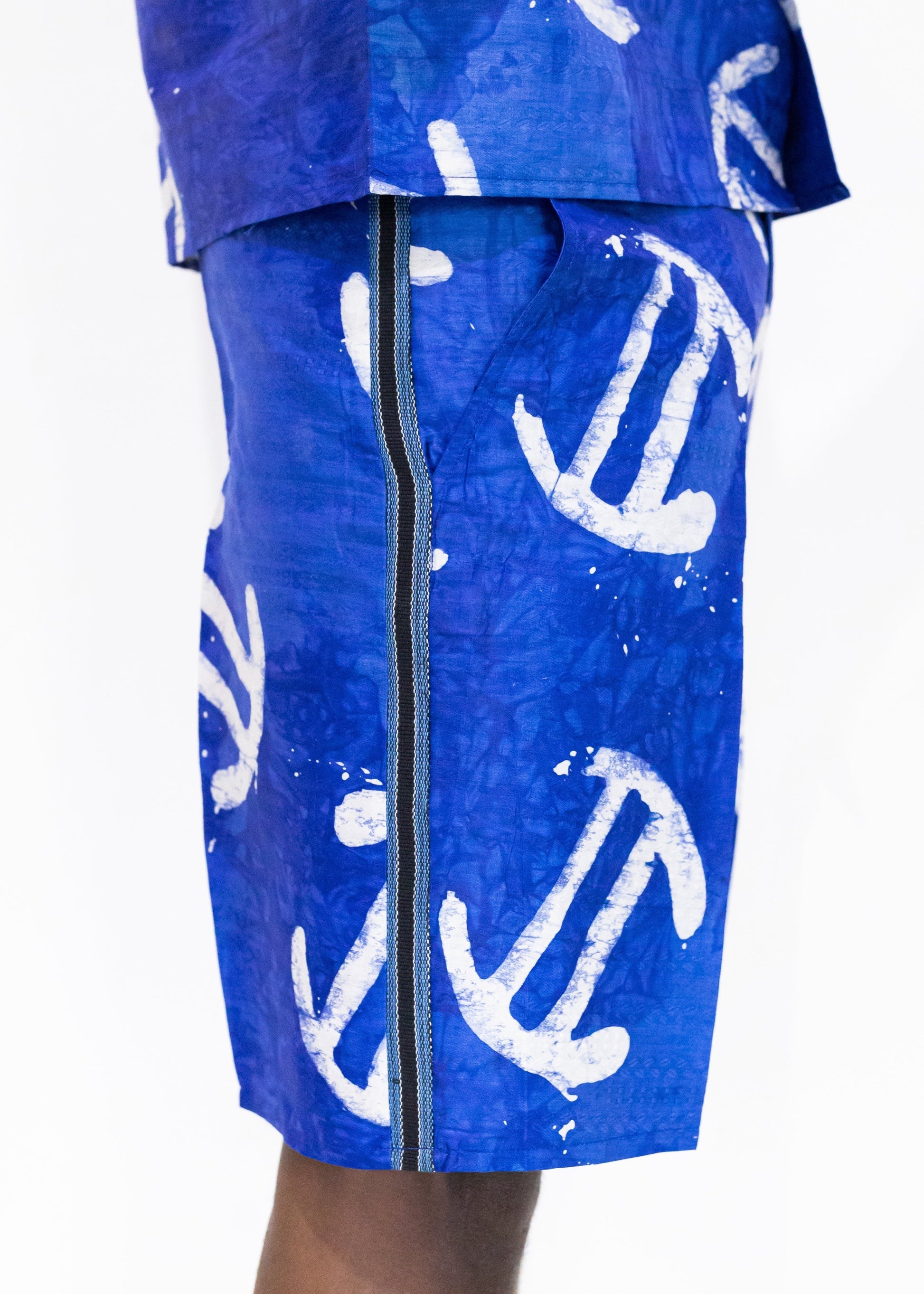 Batik Blue Shorts -Nigerian Handmade Unisex Casual Wear | SHAYOFiXE Collection